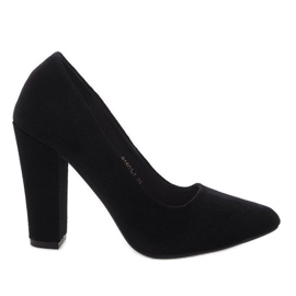 Crne velur pumpe na stupu 91603-1 crno