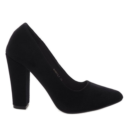 Crne velur pumpe na stupu 91603-1 crno