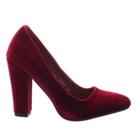 Crvene pumpe od velura na stupu 91603-1 crvena raznobojna