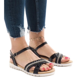 Crne sandale sa šljokicama G-515-01 crna