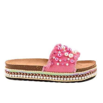 Ružičasto ukrašene papuče 1035 bisera ružičasta