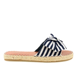 Tamnoplave papuče s mašnom Z-23 bijela tamnoplava