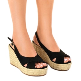 Sandale s crnim klinom espadrile 68-150 crna