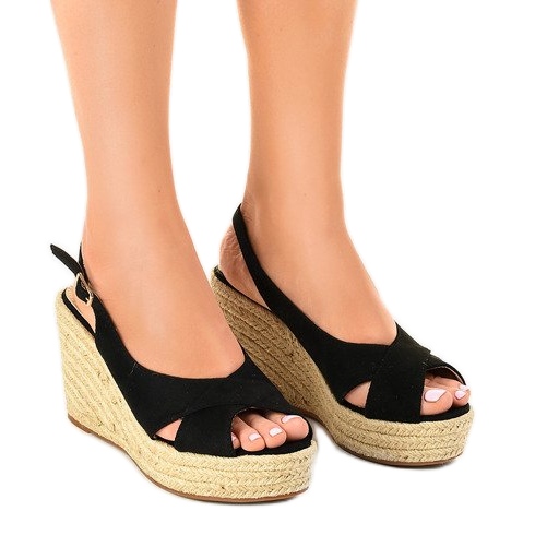 Sandale s crnim klinom espadrile 68-150 crno
