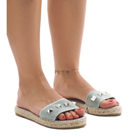 Zelene traperice papuče s klinovima 7087 višebojan zelena