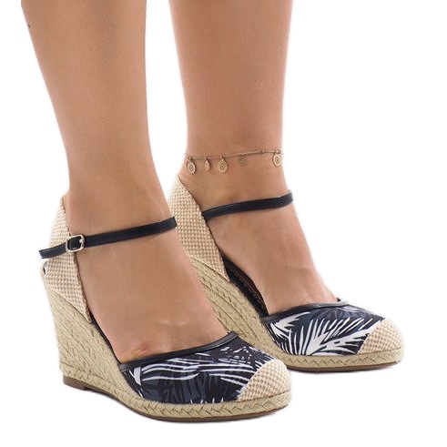 Crne espadrile sandale na klin 1190-138 smeđa crno