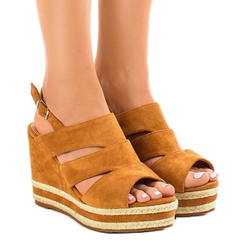 Smeđe espadrile na klin FG6 smeđa