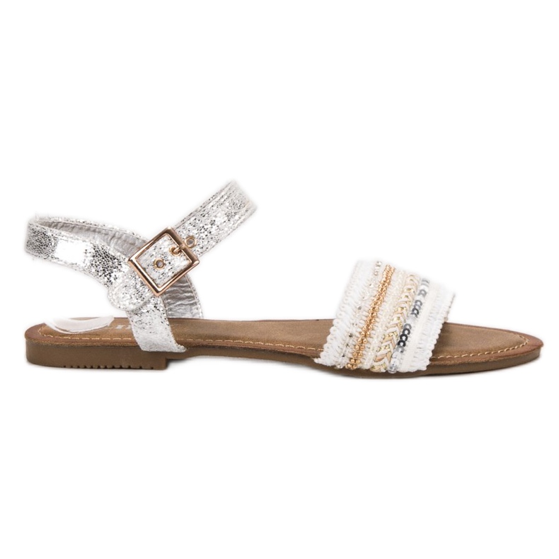 SHELOVET Sandale sa šljokicama bijela