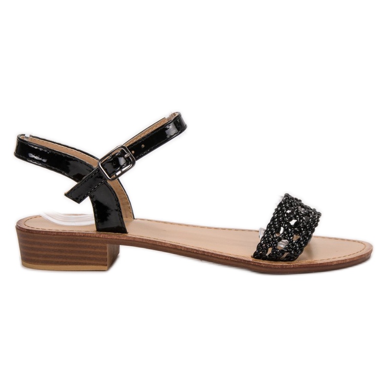 SHELOVET Pletene sandale na visoku petu crno