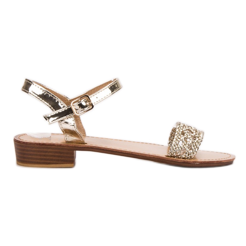 SHELOVET Pletene sandale na visoku petu žuta boja