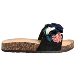 SHELOVET Crne papuče s kvadratima crna