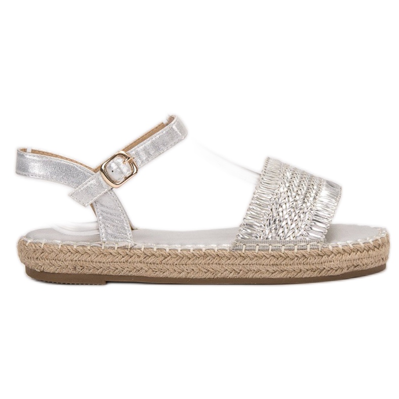 Small Swan Srebrne sandale Espadrilles siva
