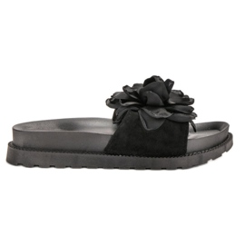 Queen Vivi Papuče od antilopa s cvijećem crna