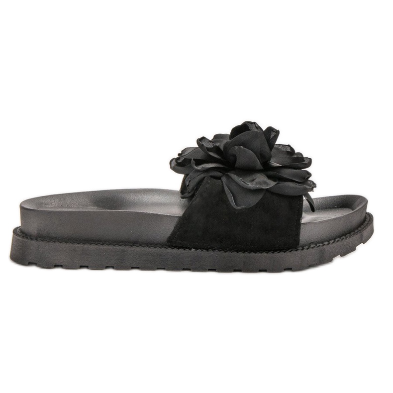 Queen Vivi Papuče od antilopa s cvijećem crno