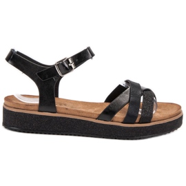 Bestelle Sandale sa sjajnim đonom crna