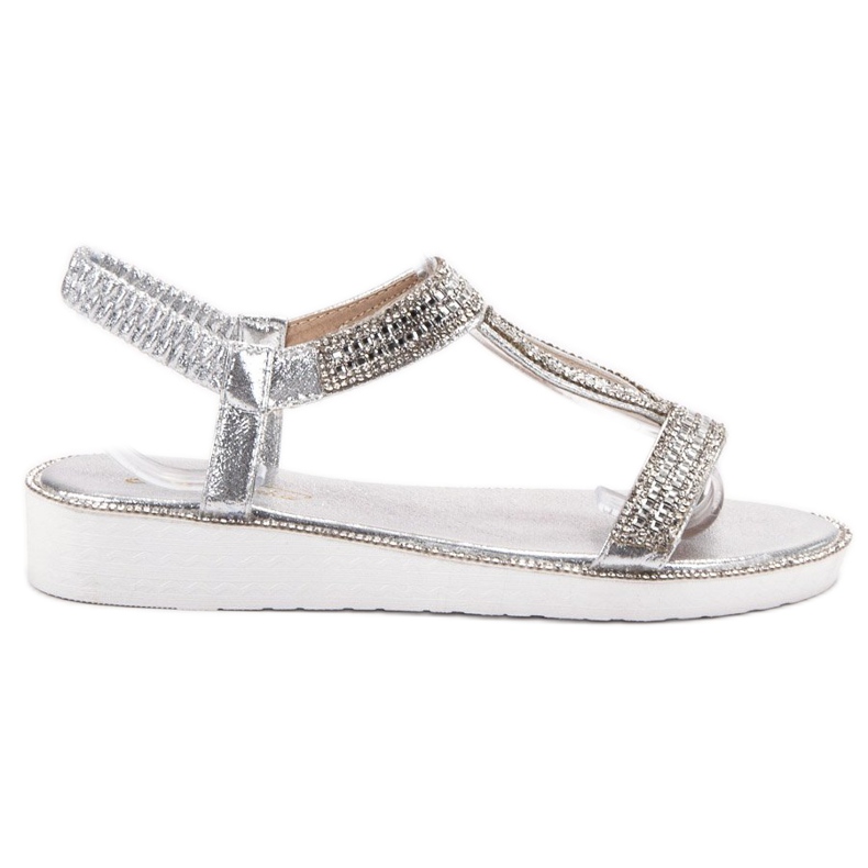 SHELOVET Sandale na klin s elastikom siva