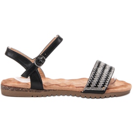 Emaks Sandale s kubnim cirkonijem crna