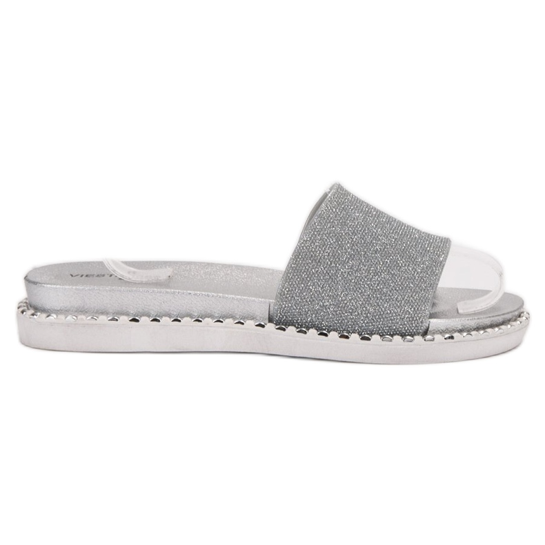 SHELOVET Gumene papuče s kubnim cirkonijem siva