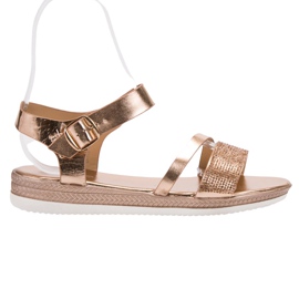 SHELOVET Modne sandale s kubnim cirkonijem ružičasta žuta boja