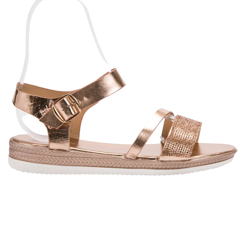 SHELOVET Modne sandale s kubnim cirkonijem ružičasta žuta boja