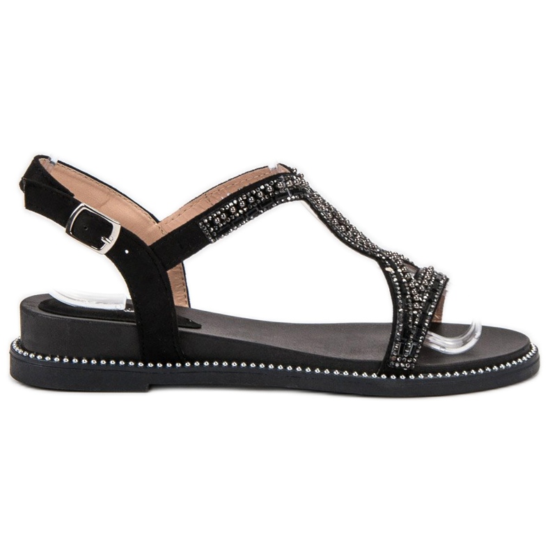 Bello Star Sandale od antilopa s kristalima crno