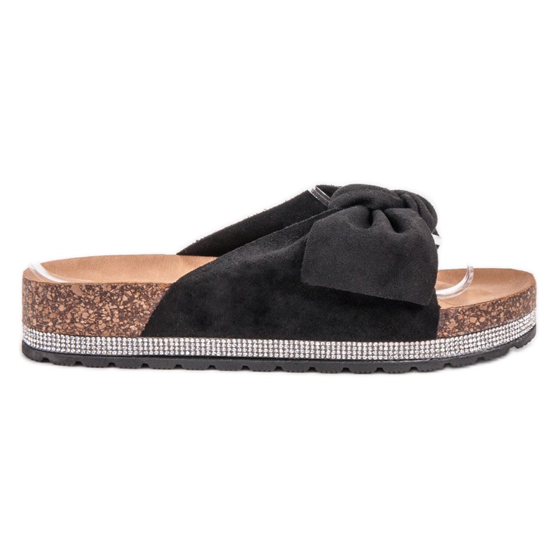 SHELOVET Papuče od antilopa s kristalima crno