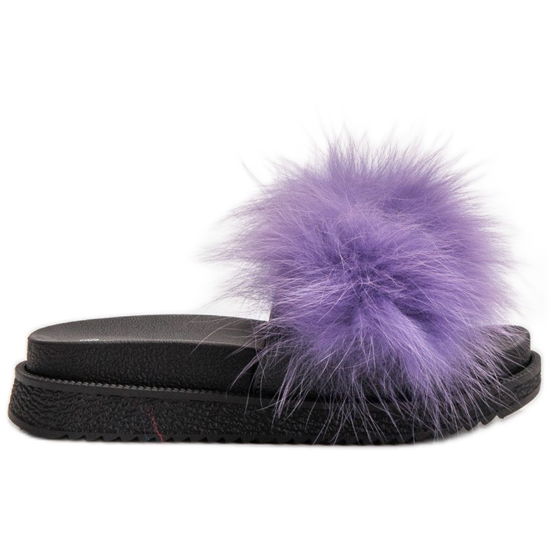 SHELOVET Papuče s krznom ljubičasta