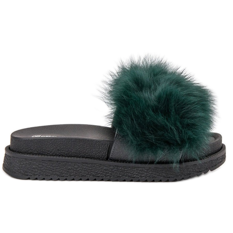 SHELOVET Papuče s krznom zelena