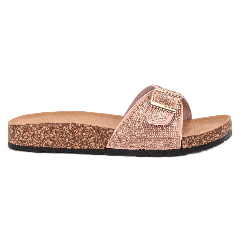 Marquiz Sjajne papuče s kopčom ružičasta