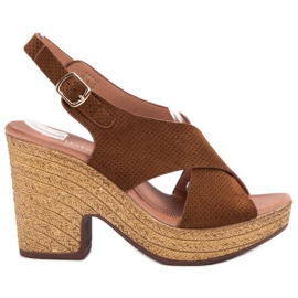 Anesia Paris Lagane sandale s visokim potpeticama smeđa