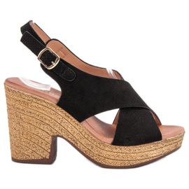 Anesia Paris Lagane sandale s visokim potpeticama crna