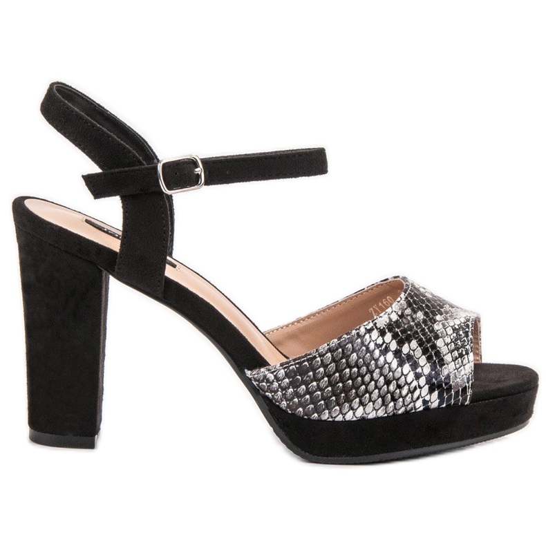 SHELOVET Sandale sa zmijskim printom crno