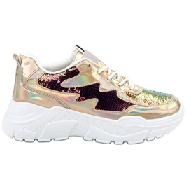 SHELOVET Zlatne tenisice sa šljokicama zlatni