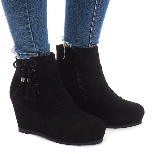 Tople čizme na klin 778-KA crne crno