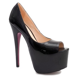 Visoko lakirani klinovi na platformi D913 crni crna