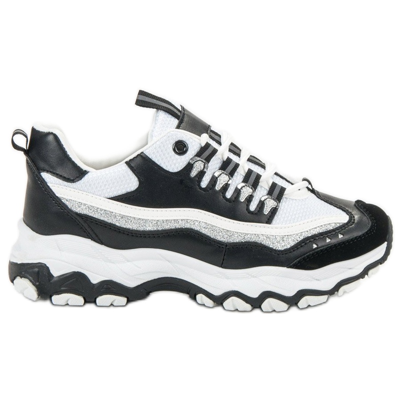 Small Swan Tenisice sa sjajem bijela crno