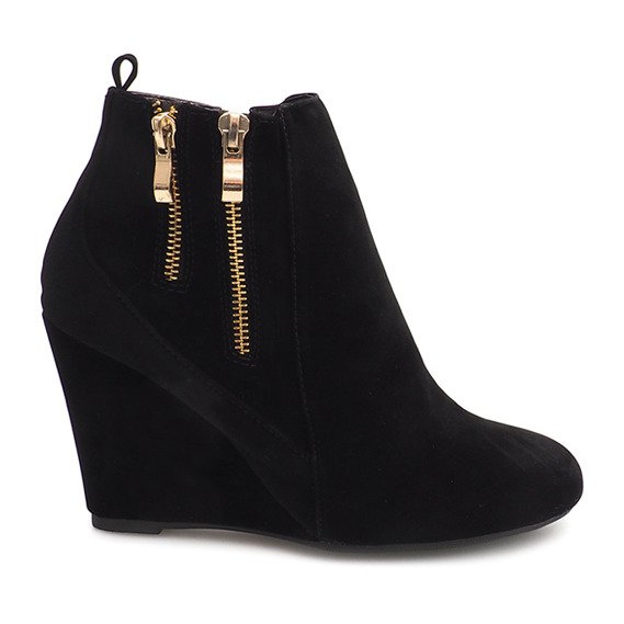 Elegantne čizme na klin 1058-19A crne crno