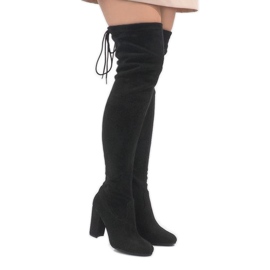 Crne čizme od antilopa na stupu ZH811 crno