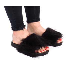 Papuče s krznom HN51-4 Crne crno