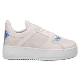 Ideal Shoes Tenisice sa sjajem bijela
