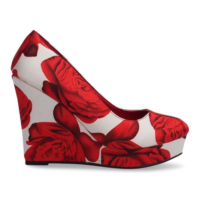 Lakirane pumpe na klinu 2011-40 Red bijela crvena