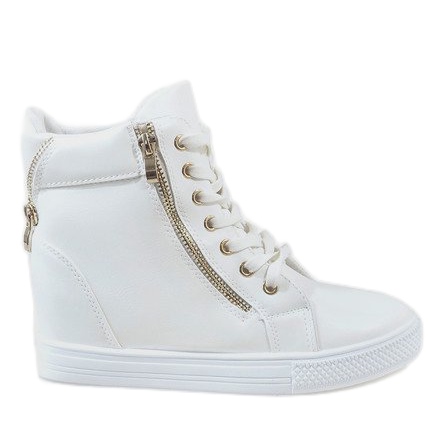 Bijele tenisice na klinastu petu sa zlatnim klizačem DD477-2 bijela