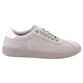 Ideal Shoes Sive cipele na vezanje siva