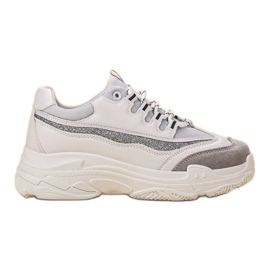 SHELOVET Tenisice sa sjajem bijela siva