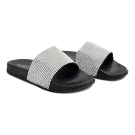 Sjajne papuče sa šljokicama SL-32 crne siva