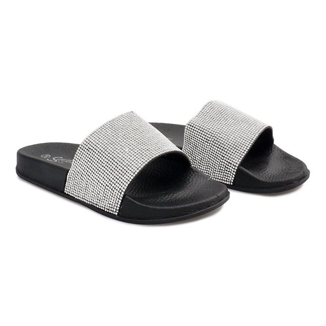 Sjajne papuče sa šljokicama SL-32 crne siva