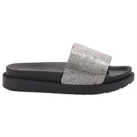 SHELOVET Papuče s kristalima crna