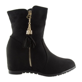 Crne Crne čizme na klin AB02-36 Crne crna