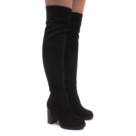 Čizme od antilopa na stupu SU-2730 Crna