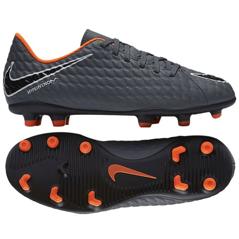 Sive nogometne cipele Nike Hypervenom Phantom Iii Club Fg Jr AH7290-081 raznobojna siva